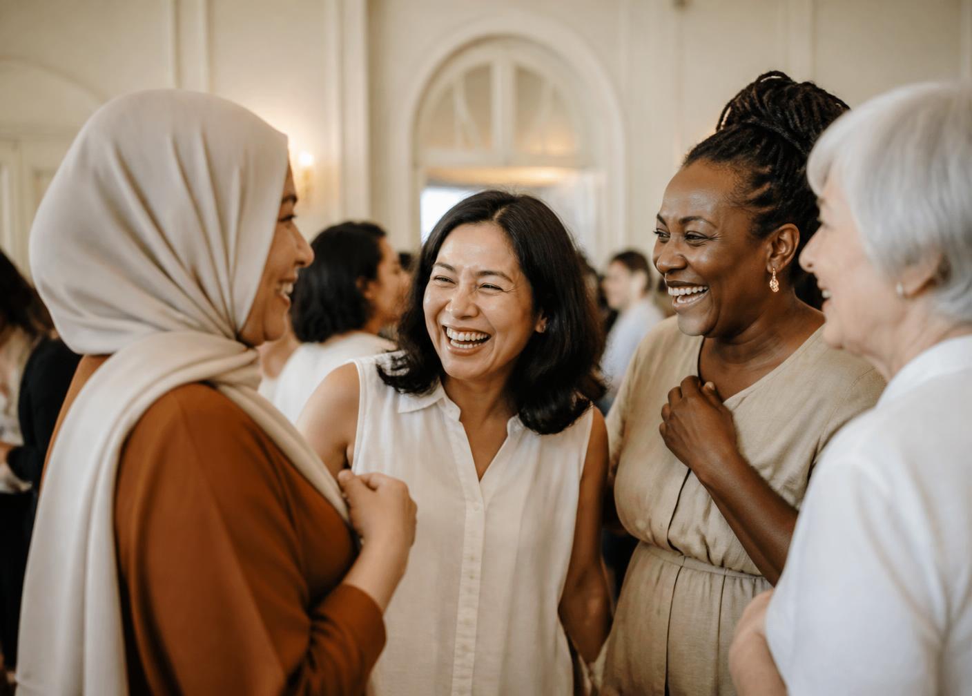Women gathered in conversation at a community event